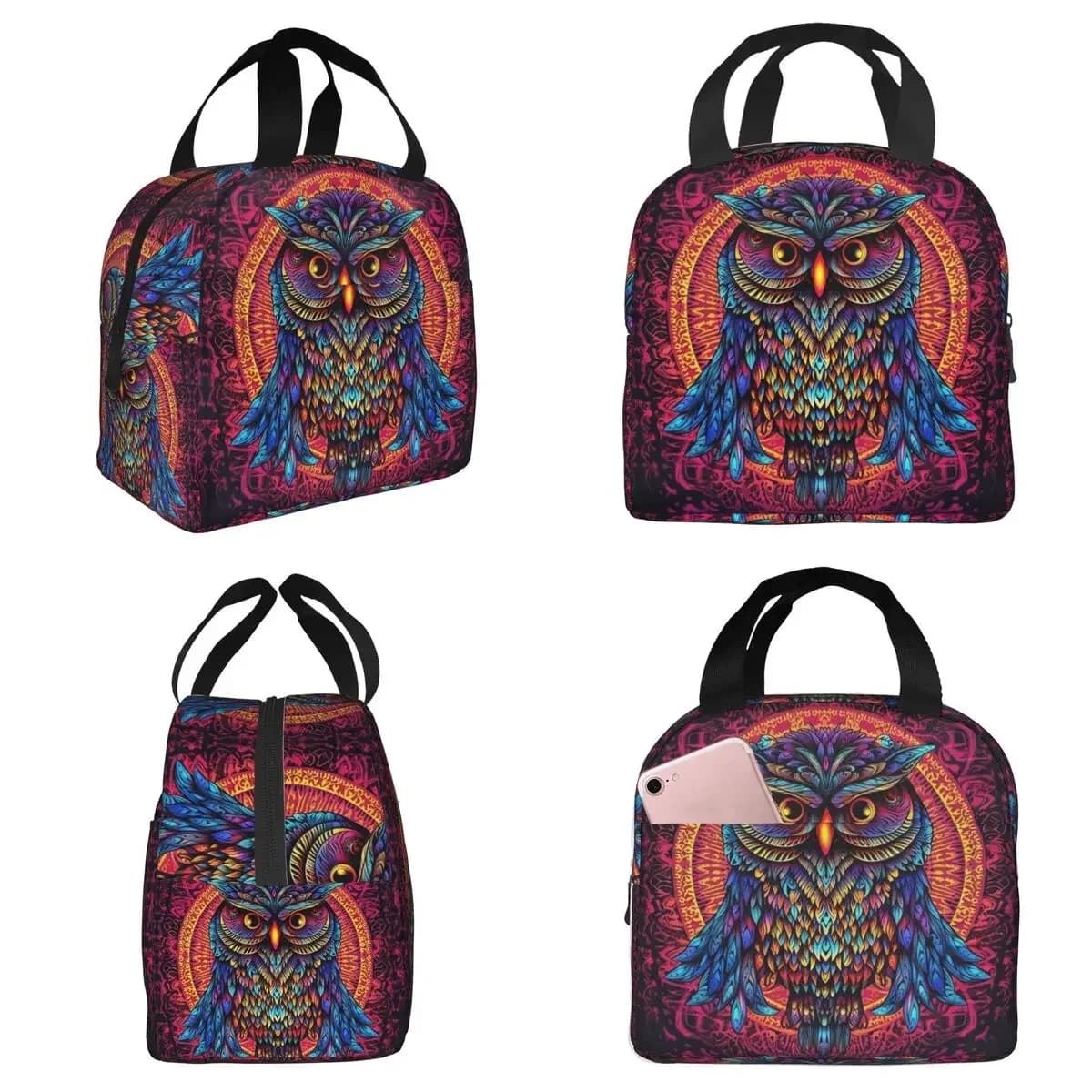 Native Mandala Owl American Insulated Lunch Bag for Kids School Cooler Thermal Food Box Tote Leakproof Lunch Boxes Container