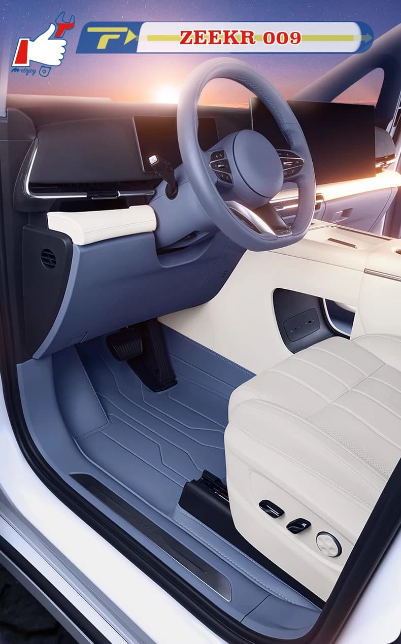 Tappetino per auto completamente avvolgente per guida a sinistra per ZEEKR 009 2024 | Tappetino per Pavimento Impermeabile Antiscivolo in TPE per Tutte le Condizioni Atmosferiche