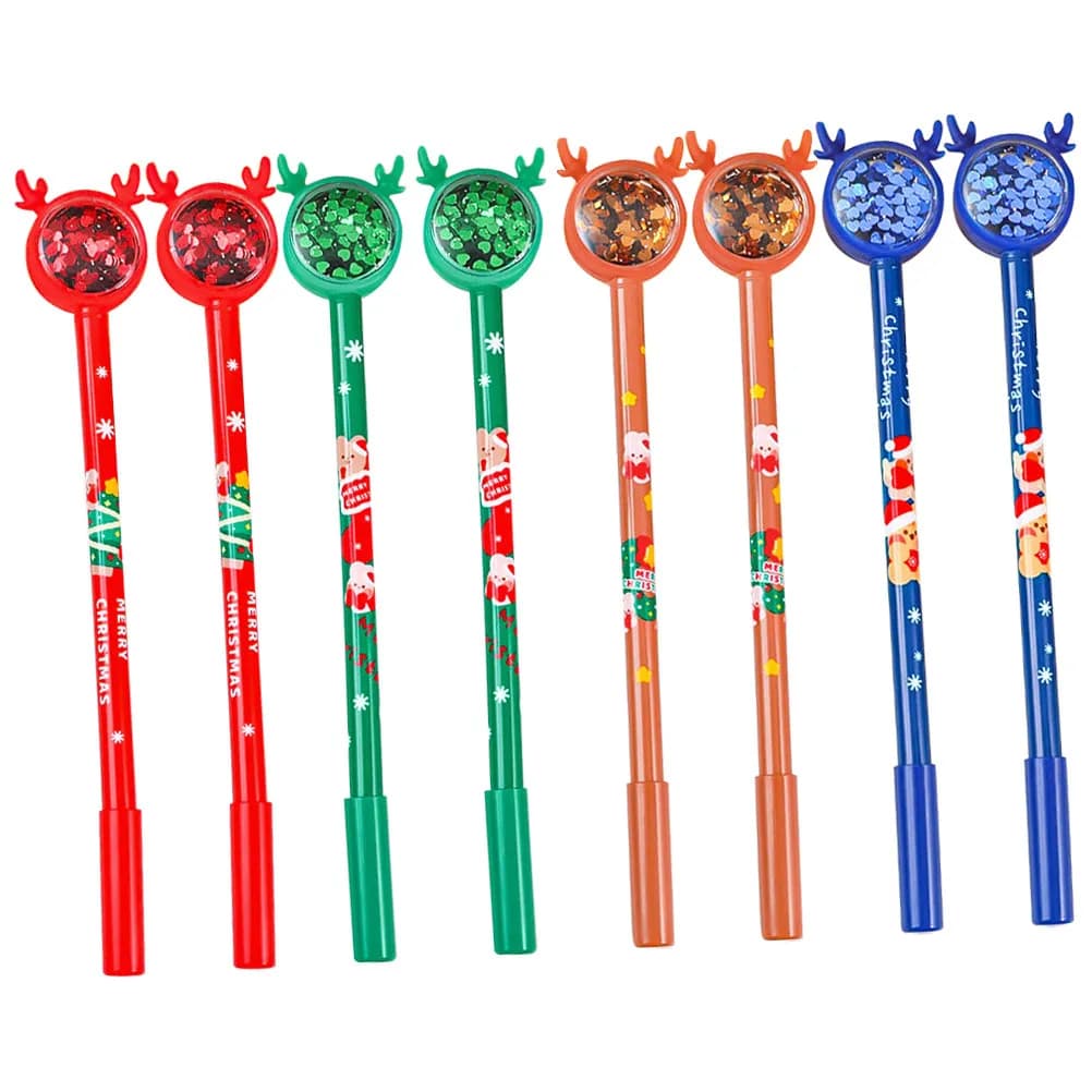 8 penne a inchiostro gel a forma di albero di Natale per studenti, per scrivere, disegnare, forniture per la scuola e l'ufficio, regali festivi per feste e vacanze, neutre