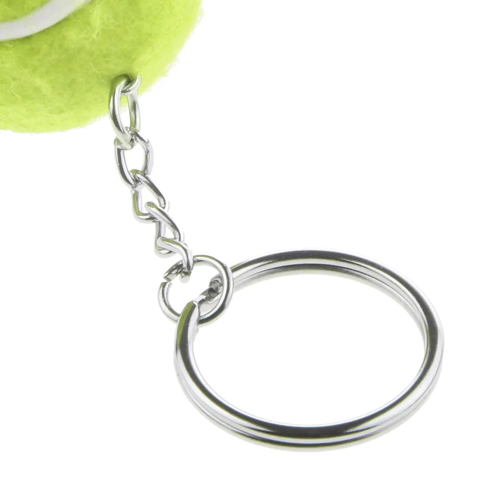 Key Pendant with Tennis Ball Simulation Design Split Ring Plastic Alloy for Fashion Decoration