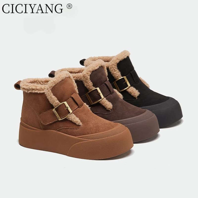 CICIYANG Stivali da neve da donna in vera pelle 2025 Nuova piattaforma Stivali invernali Donna Casual Scarpe da ginnastica antiscivolo Stivali Donna Plus Size 41