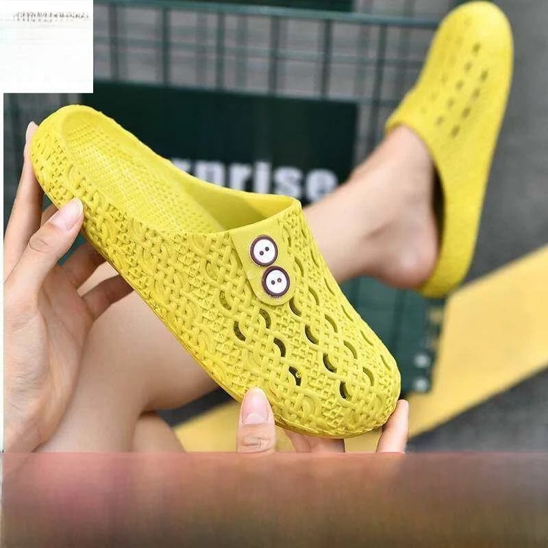 Women's Rubber Slip-On Slippers Summer Home Anti-Slip Deodorant Flat Bottom Crystal Color Sandals Indoor Bath Slippers