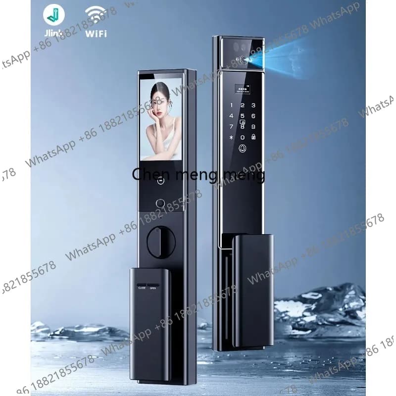 RAYKUBE S90 Jlink WiFi Serratura Intelligente Ricaricabile con Riconoscimento Facciale 3D e delle Vene Palmari, Doppia Fotocamera WiFi e Chiamata Video tramite APP