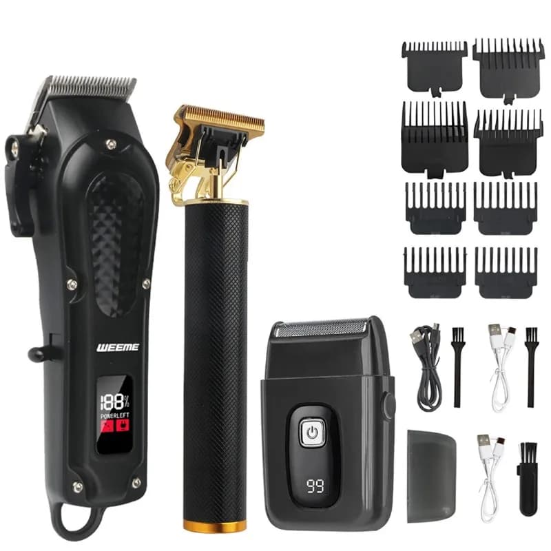 Men's Vintage Electric T9 Hair Clipper Beard Trimmer/Rechargeable With Nose Hair Trimmer Hair Cutting Machine Kit Boyfriend Gift