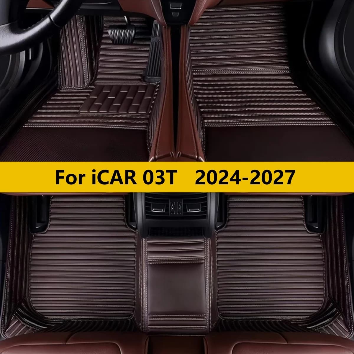 Custom Leather Car Floor Mat For iCAR 03T 2024 2025 2026 2027 Full Set Leather All Weather Waterproof Car Floor Mats