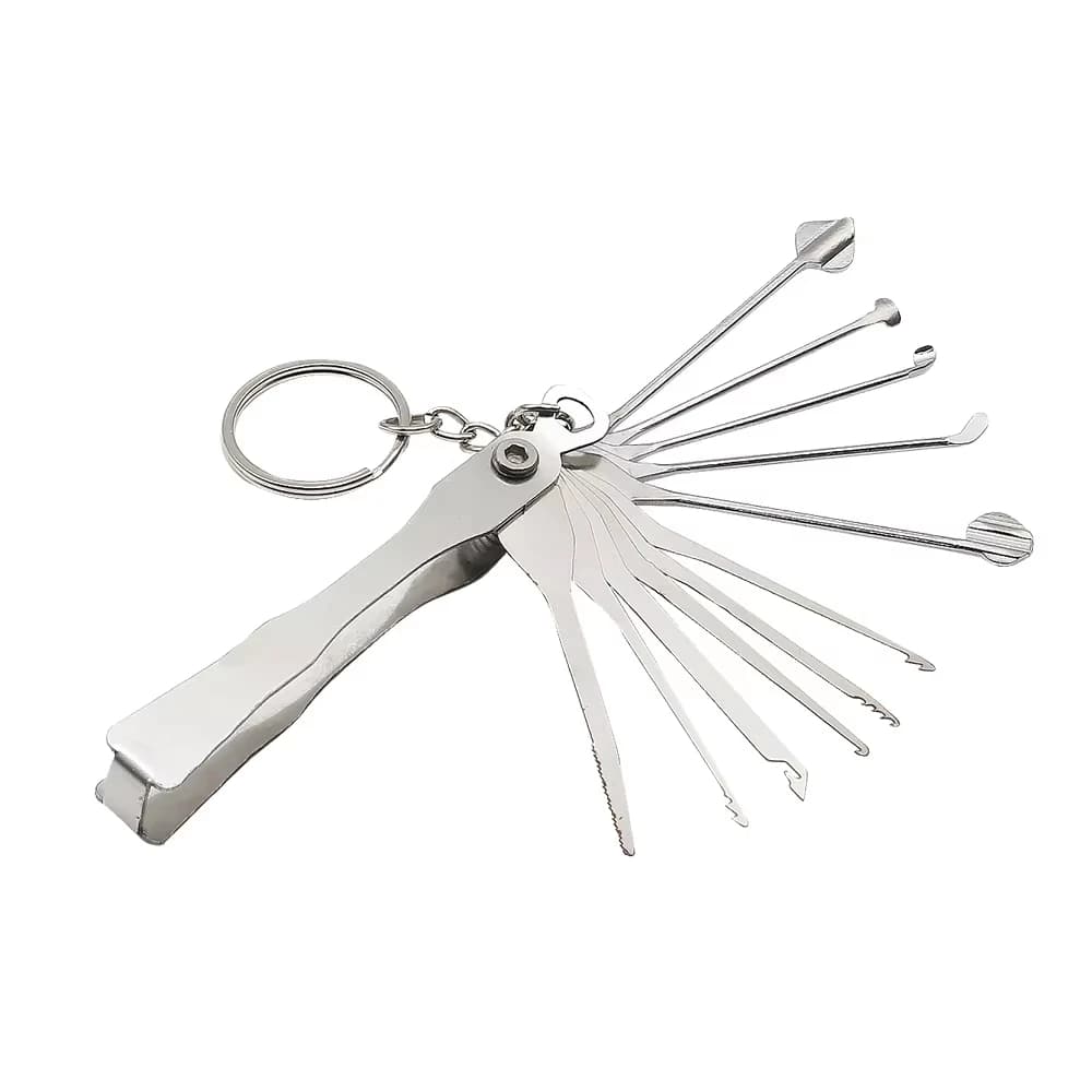 11 pezzi Set di estrattori per chiavi rotte pieghevoli AB Kaba Set di strumenti interamente in acciaio per serratura civile per strumenti di riparazione per forniture per fabbro