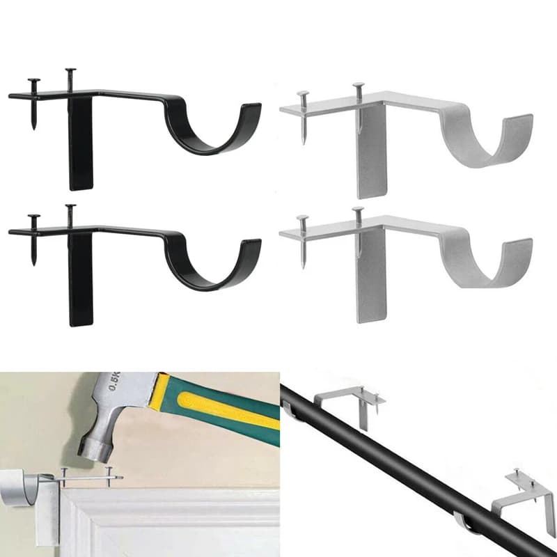 1 Set staffe per aste per tende per tende per impieghi gravosi supporti per asta per tende a gancio singolo per la casa nel telaio della finestra