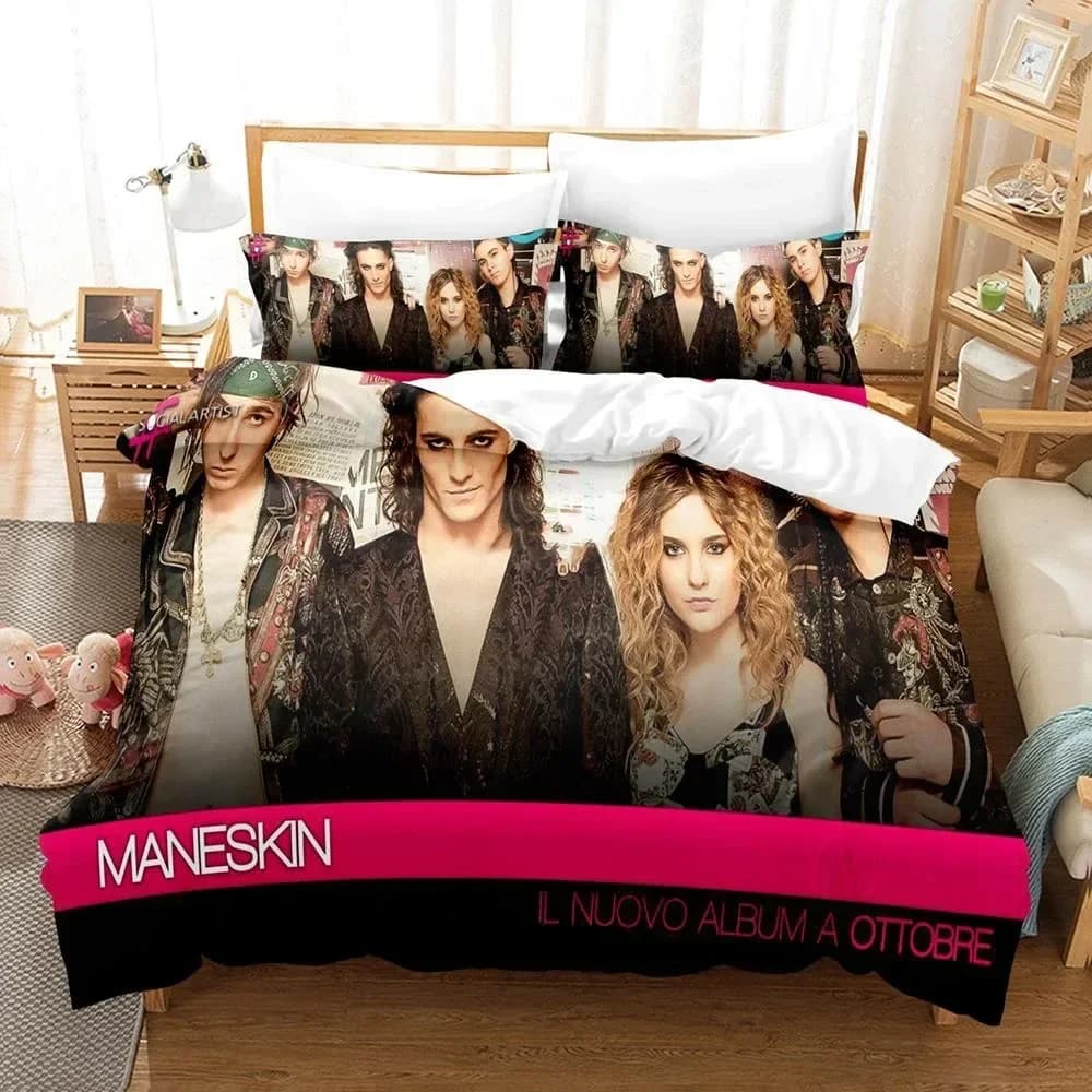 Set biancheria da letto Maneskin stampato in 3D Federa Copripiumino Doppio Twin Completo Queen King Biancheria da letto per ragazzi adulti Copripiumino