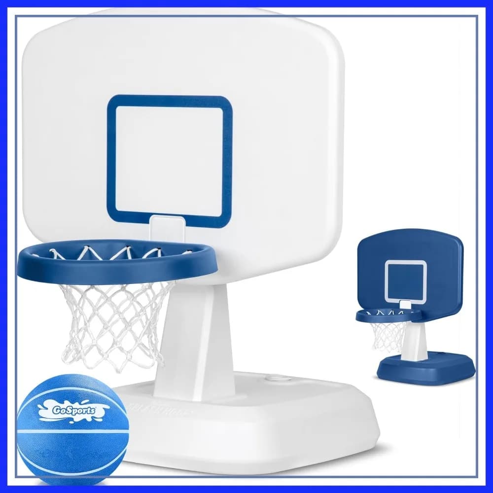 Gioco Classico di Basket in Piscina - Set Canestro Gonfiabile per Piscine Interrate, Tabellone 28x20 Pollici, Palla da 6,5 Pollici Inclusa