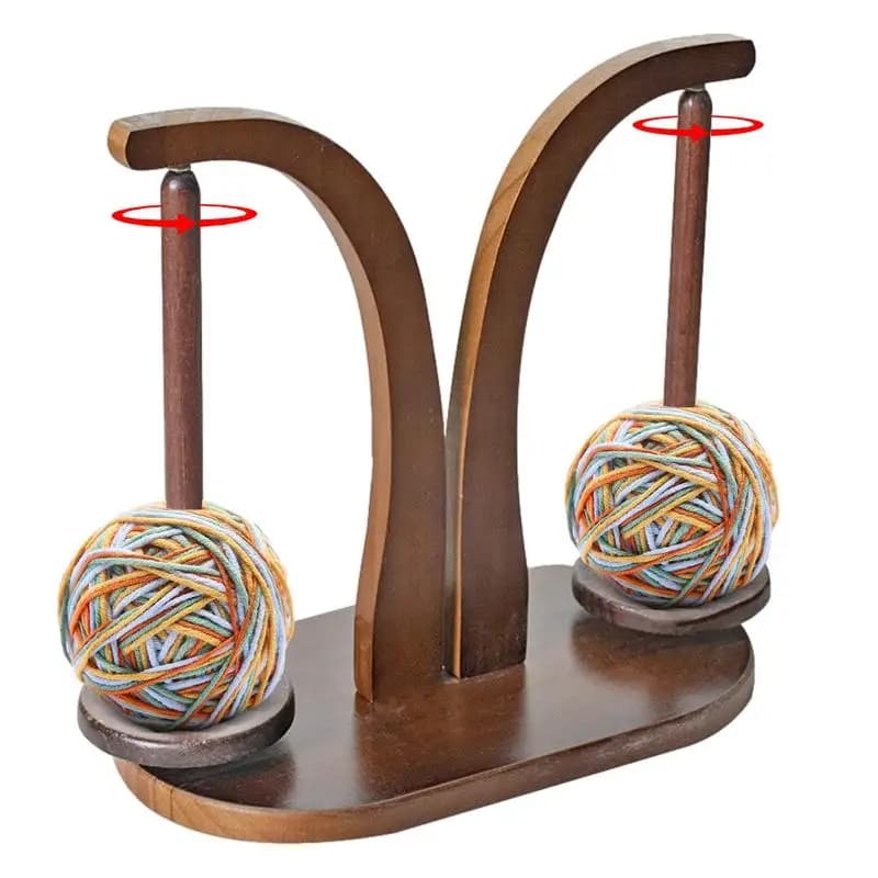Mandrino per filo doppio in legno rotante Porta filato per cucire in legno Spinner Bobina per filo magnetico Avvolgitore per palline di lana Strumenti per maglieria