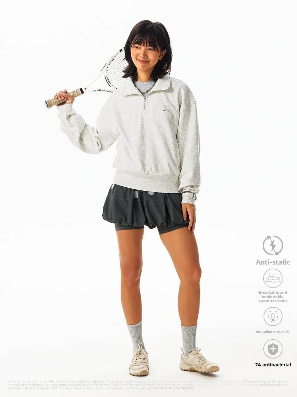Felpa con cappuccio corta con zip CryingCenter, foderata in pile, unisex, casual, comoda, traspirante, con collo alto e mezza zip