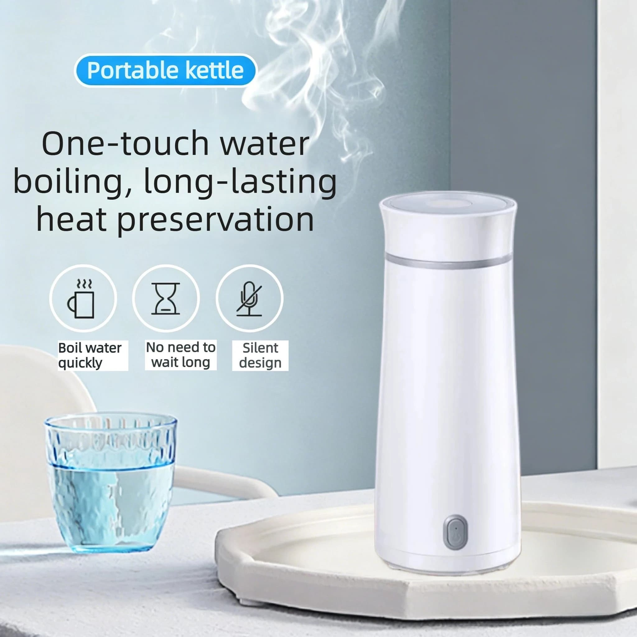 Electric Kettle Portable Stainless Steel Inner Jug A Travel Guide Students Featuring Power Cord Storage Compartment Portability