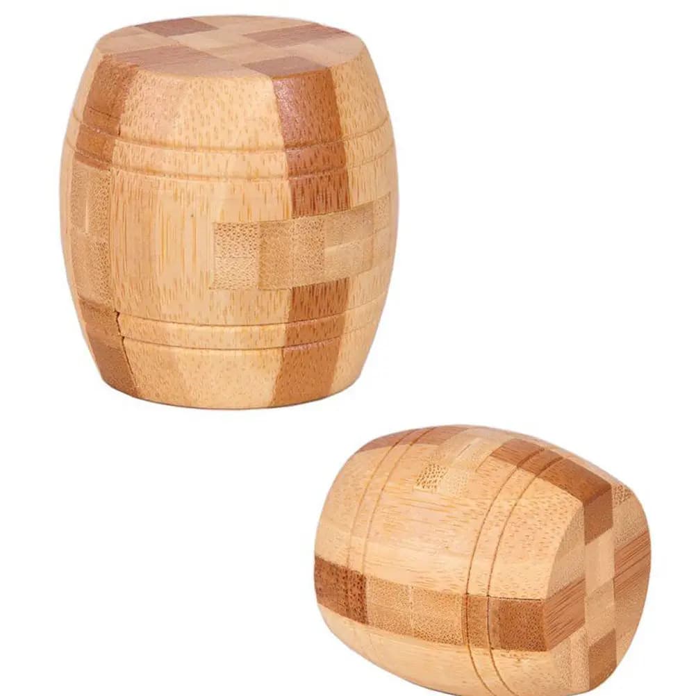2 Pezzi Puzzle Kongming Lock in Bambù, Gioco Intellettuale Antistress, Interazione Genitore-Figlio, Educativo IQ