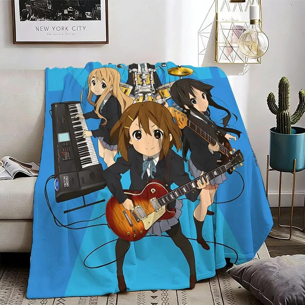Classic cute Anime K-ON Throw Lightweight 240g Flannel Blanket Soft Skin-friendly for Summer Cooling