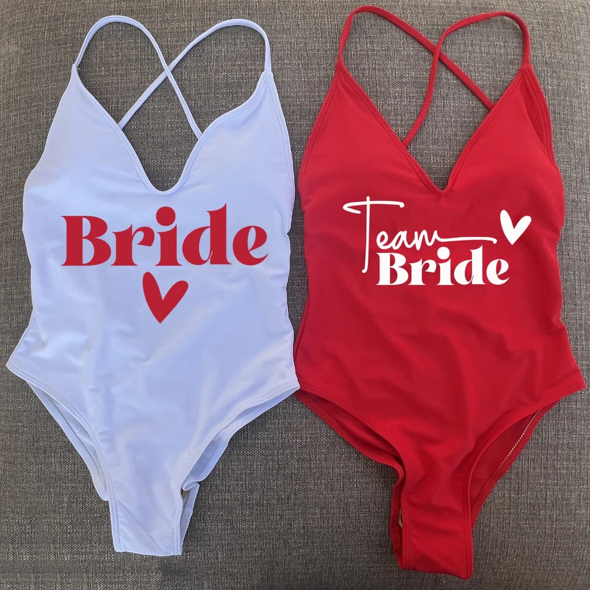 Costume da bagno intero imbottito Team Bride, costume da sposa rosso, costume da bagno estivo da donna