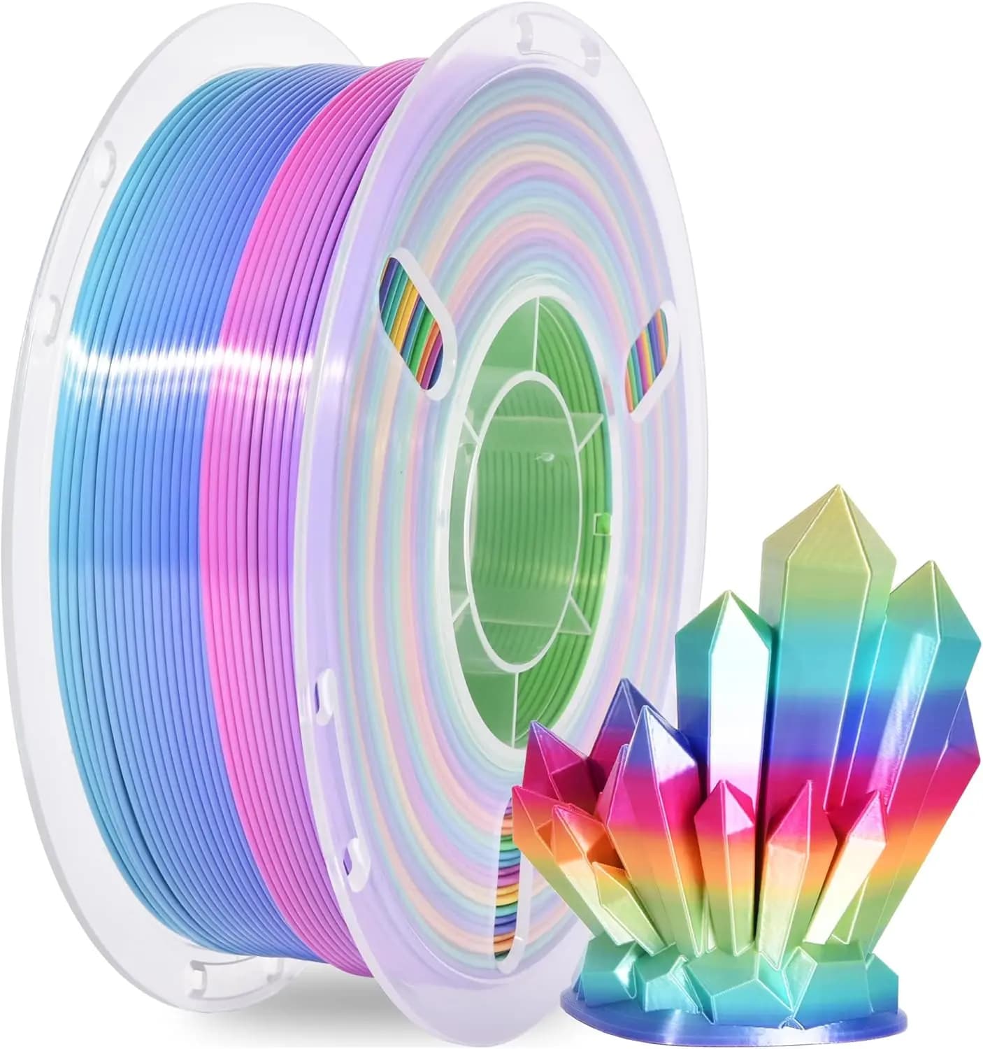 Filamento PLA Seta Arcobaleno per Stampante 3D 1.75mm Multicolore con Cambio Colore Rapido Bobina da 1kg