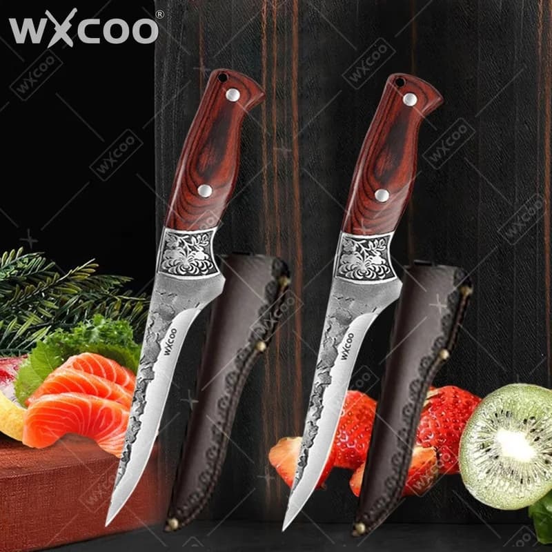 WXCOO Hand-Forged Butcher Cleaver Knife Stainless Steel Utility Knife BBQ Meat Fish Cutting Utility Knife Kitchen Supplies
