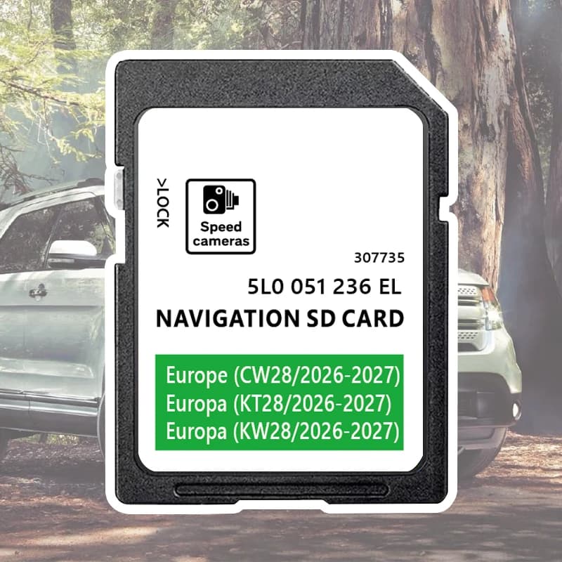 Scheda SD di Navigazione 32GB con Mappe Europa e Regno Unito 2026-2027 5L0051236EL per Skoda Octavia Superb Fabia Rapid Amundsen MIB2 SAT NAV