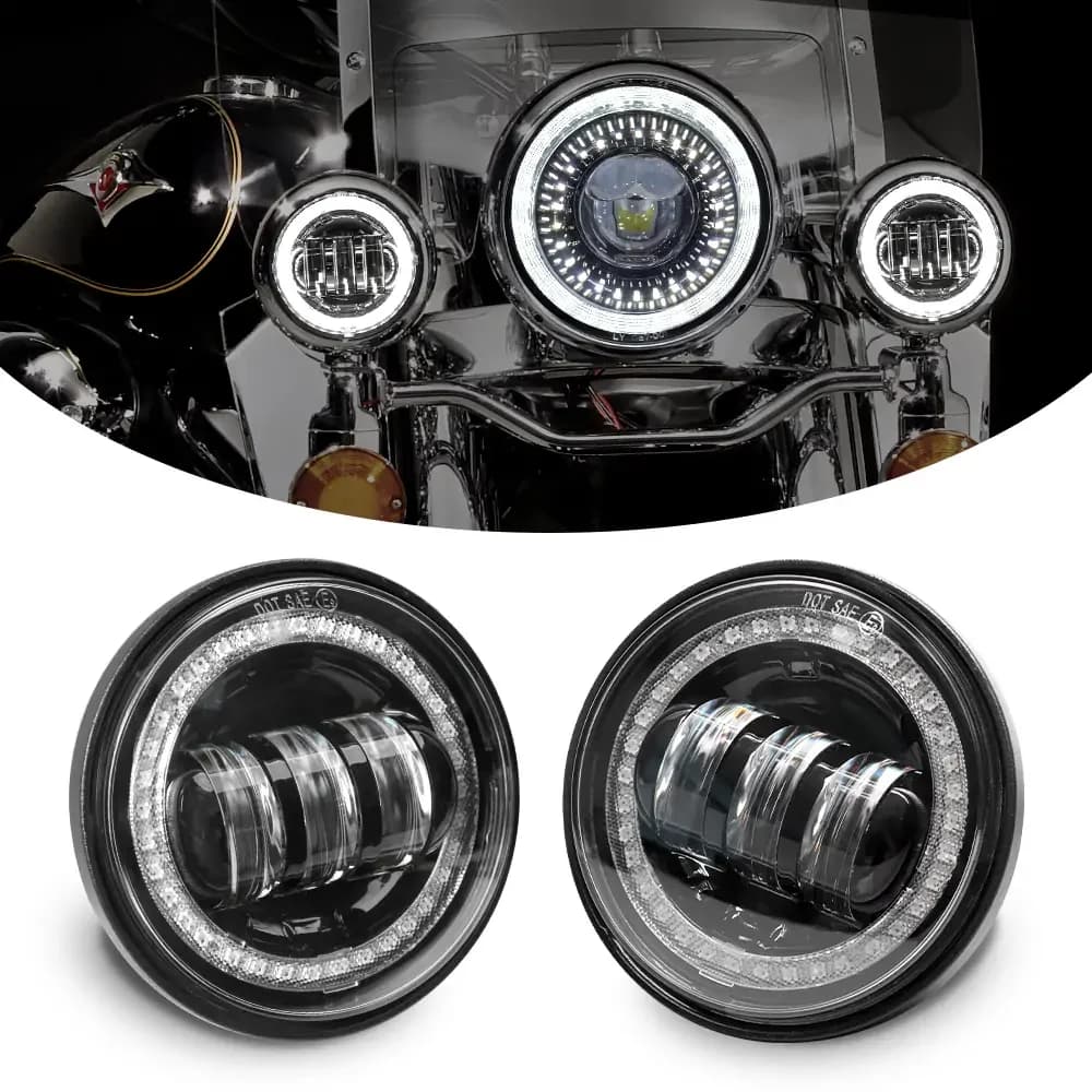 4 5 pollici fendinebbia moto led cromo nero 1 coppia 4.5 "4 1/2 pollici LED fendinebbia che passa luce ausiliaria per Touring Electra Glide