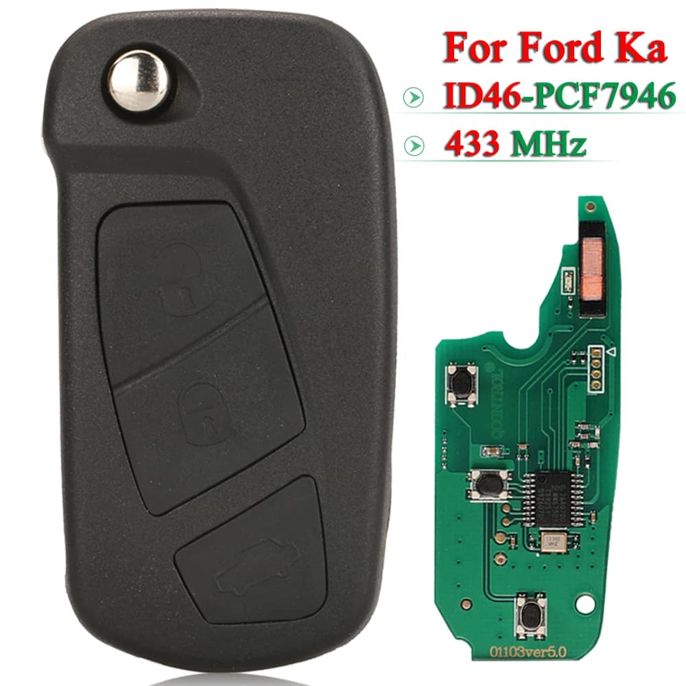 Jingyuqin ID46 PCF7946 Chip 3 Pulsanti 433 Mhz Per Ford Ka 2008 - 2016 Flip Car Remote Smart Key fob Sostituzione SIP22 Lama