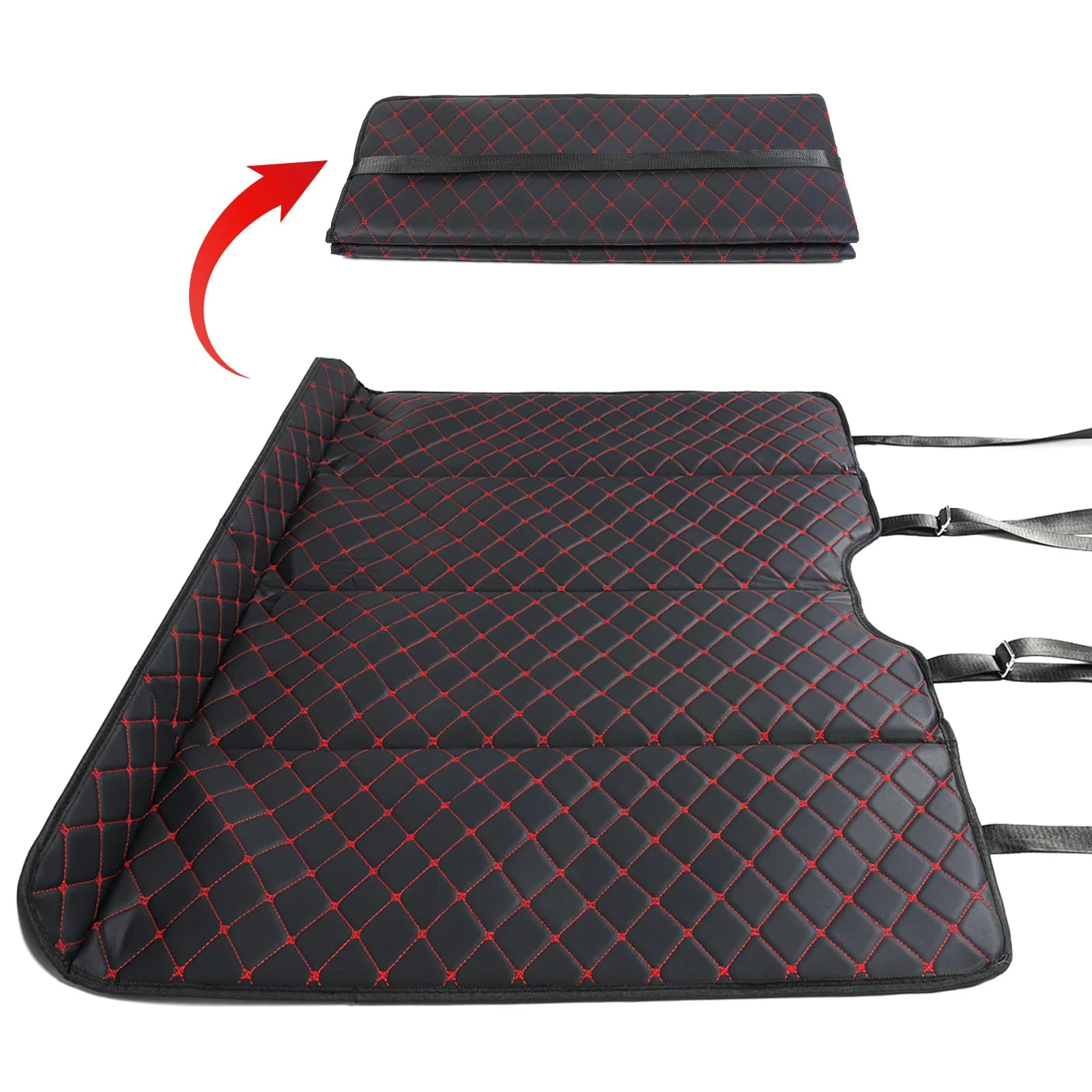 Materasso per Auto in Pelle PU, Letto Pieghevole per Sedile Posteriore, Materasso Portatile Non Gonfiabile per Viaggi in Auto