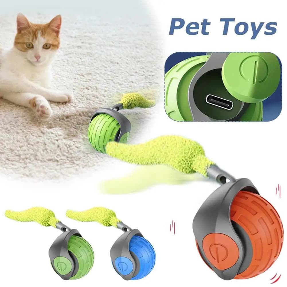 Speedy Tail Cat Toy Interactive Cat Toys Ball with Tail Auto Smart Rolling Ball Toys for Cat Pet Training Imitate Mouse