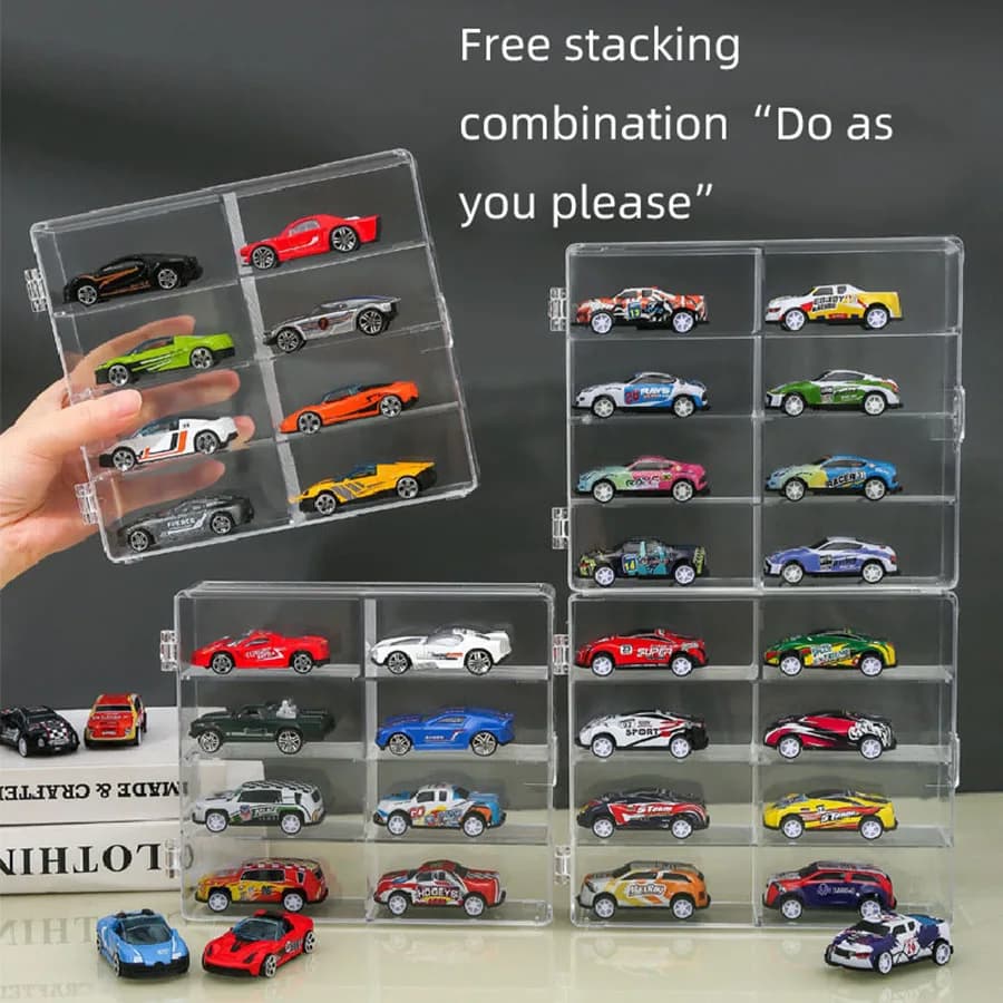 Espositore per modellini di auto, scatola portaoggetti Hot Wheels, modellino di auto in lega, auto giocattolo per bambini, espositore trasparente