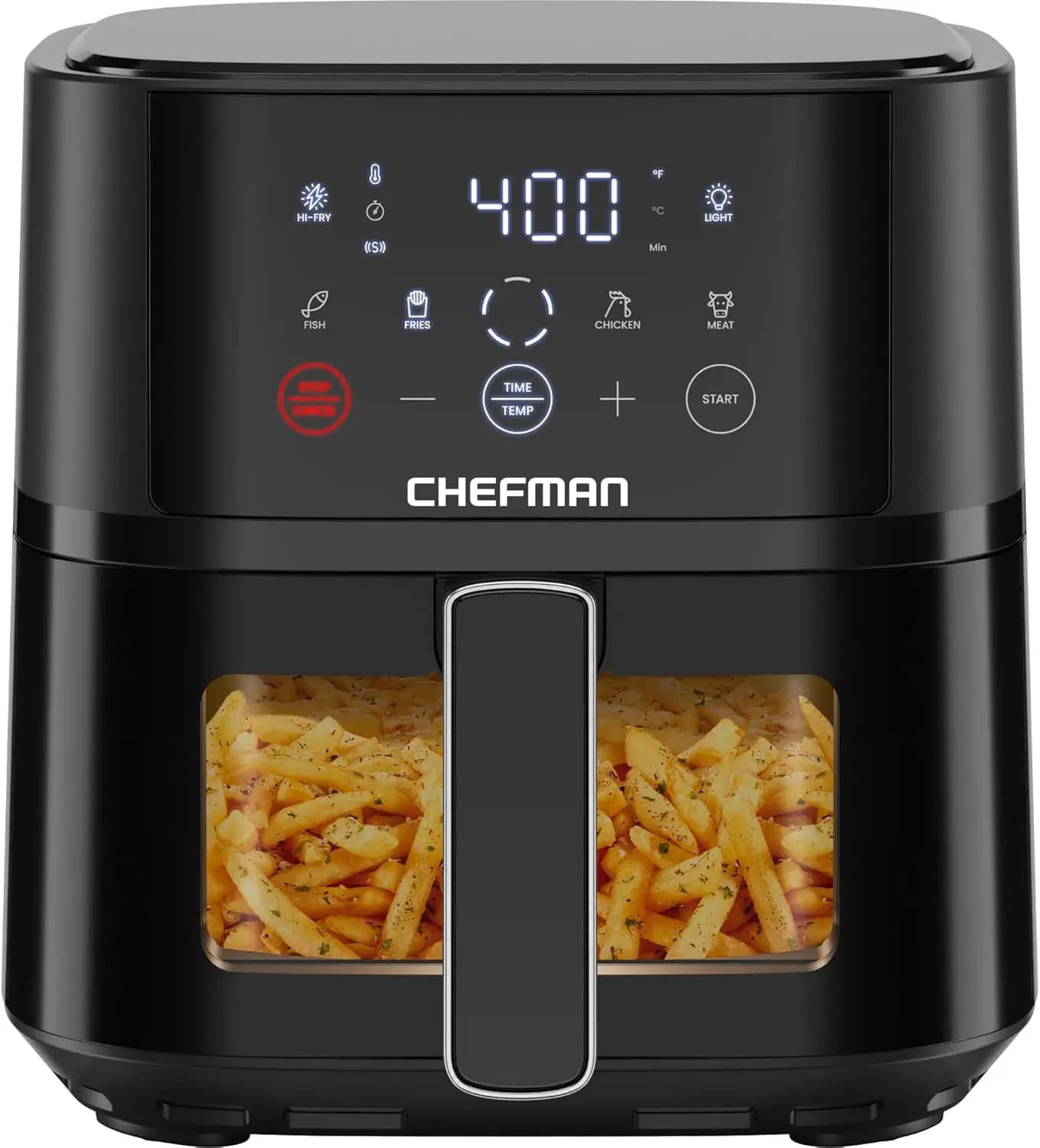 Friggitrice ad aria compatta da 4 QT per pasti rapidi e facili con tecnologia Hi-Fry, controlli touch, cestello antiaderente - Nero