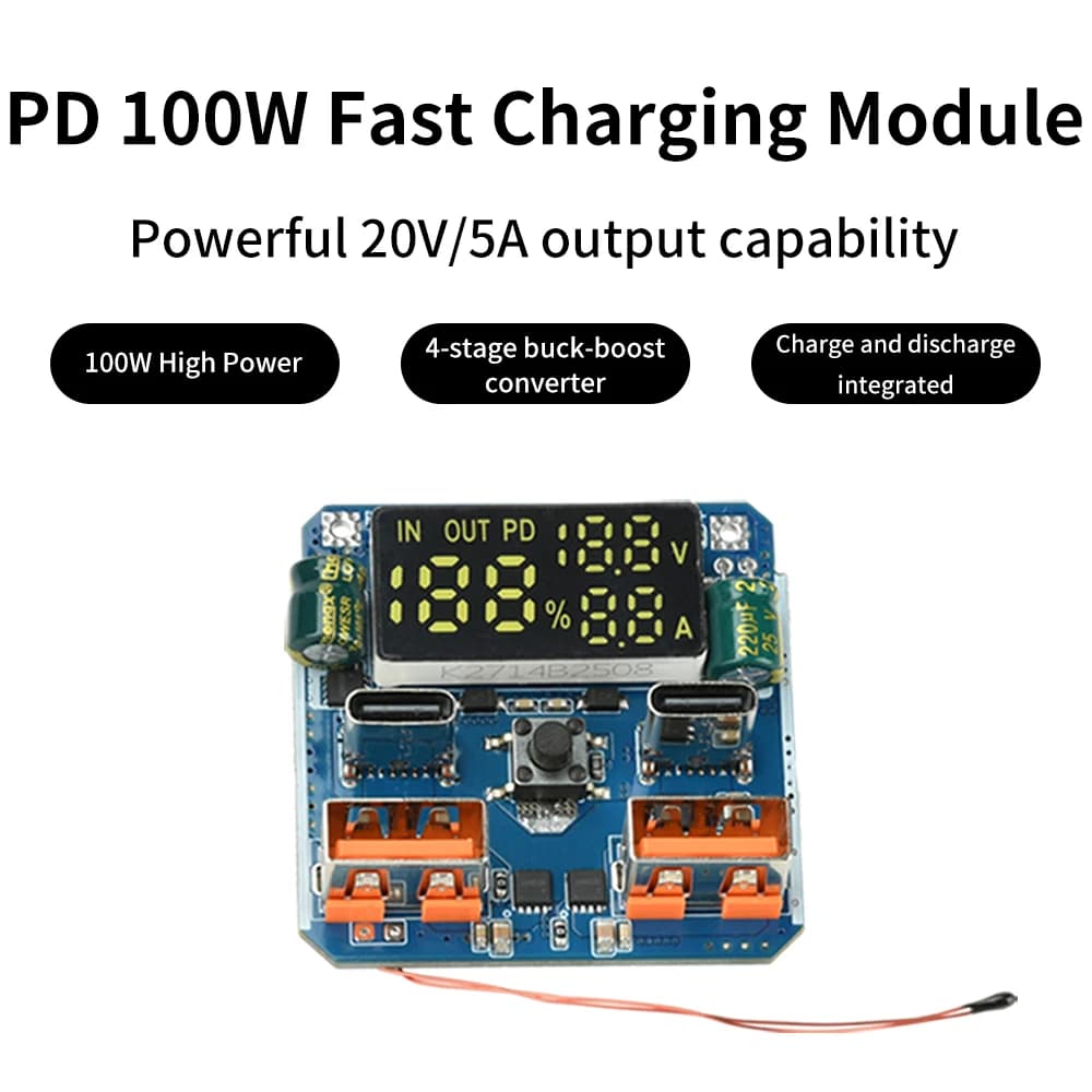 Modulo di Ricarica Rapida 4S PD 100W 20V 5A Integrato Carica/Scarica Modulo Buck-Boost Bidirezionale Circuito di Ricarica