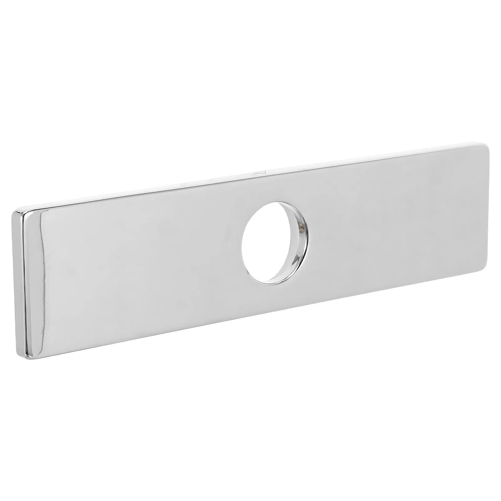 Brushed Stainless Steel Sink Faucet Plate Rectangular Deck Cover for Countertop Hole Concealment Easy Clean Rounded Edge