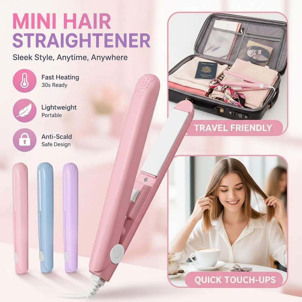 Piastra Elettrica Portatile 2-in-1 per Capelli: Lisciante e Arricciacapelli, con Clip per Frangia e Effetto Volumizzante