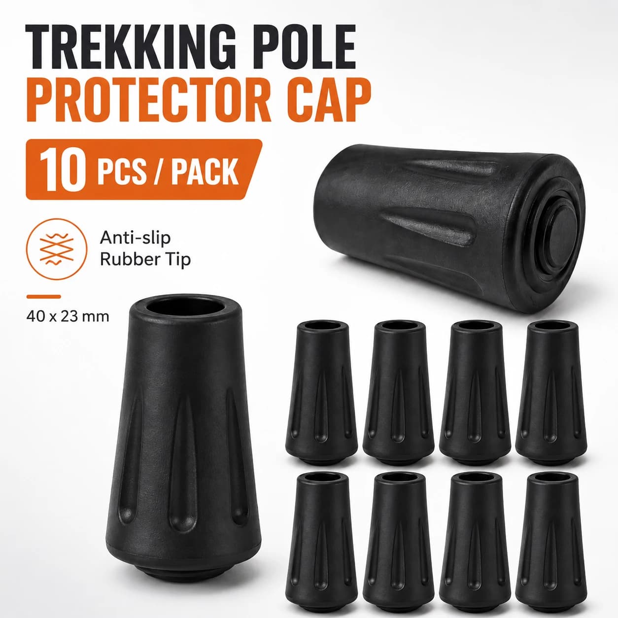 10-40Pcs Anti-Slip Rubber Tips for Trekking Poles,Durables Protector Caps for Walking Sticks,Hiking Pole Feet Covers for Outdoor