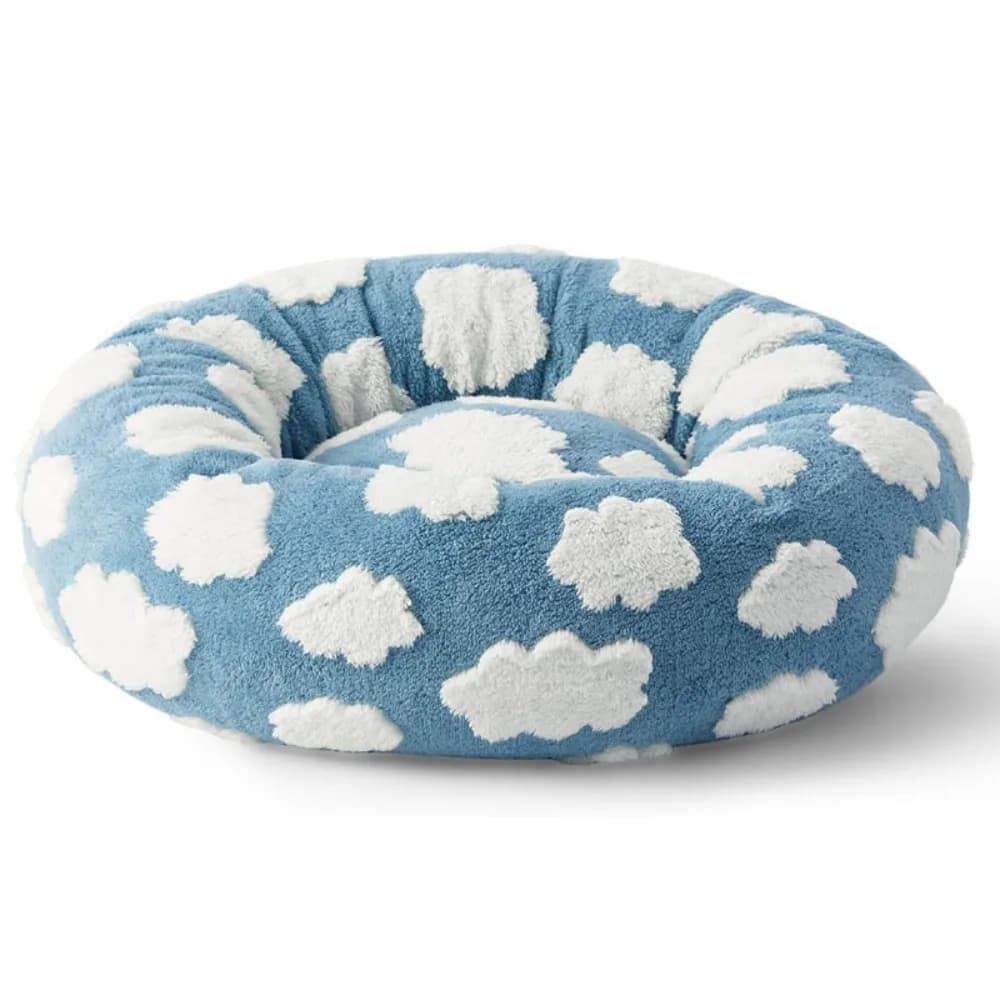 Warm Raised Edges Round Pet Bed Soft Comfortable Donut Cat Nest Anti-Slip Bottom Home Pet Supplies Dog Cushion for Puppies