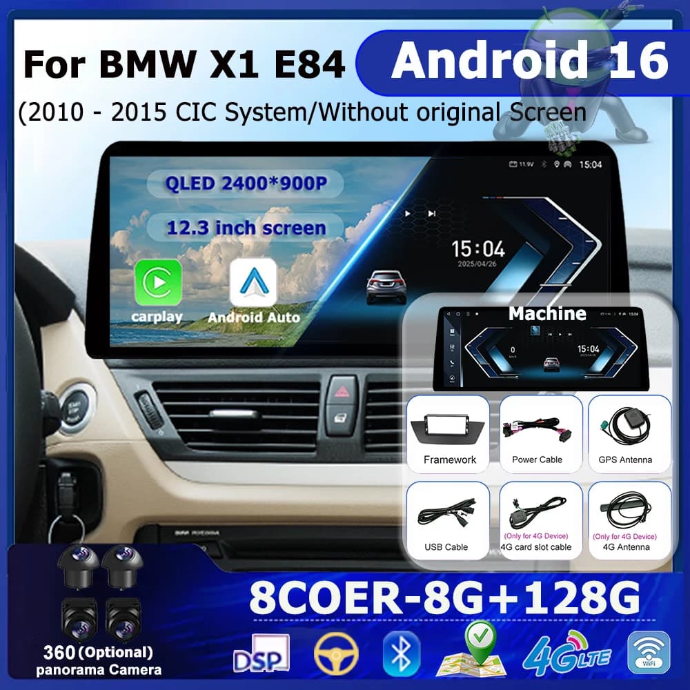 For BMW X1 E84 2010 - 2015 CIC/Senza original screen Android 16 Wireless Carplay AUTO GPS NAVI BT DSP Car Video Readers