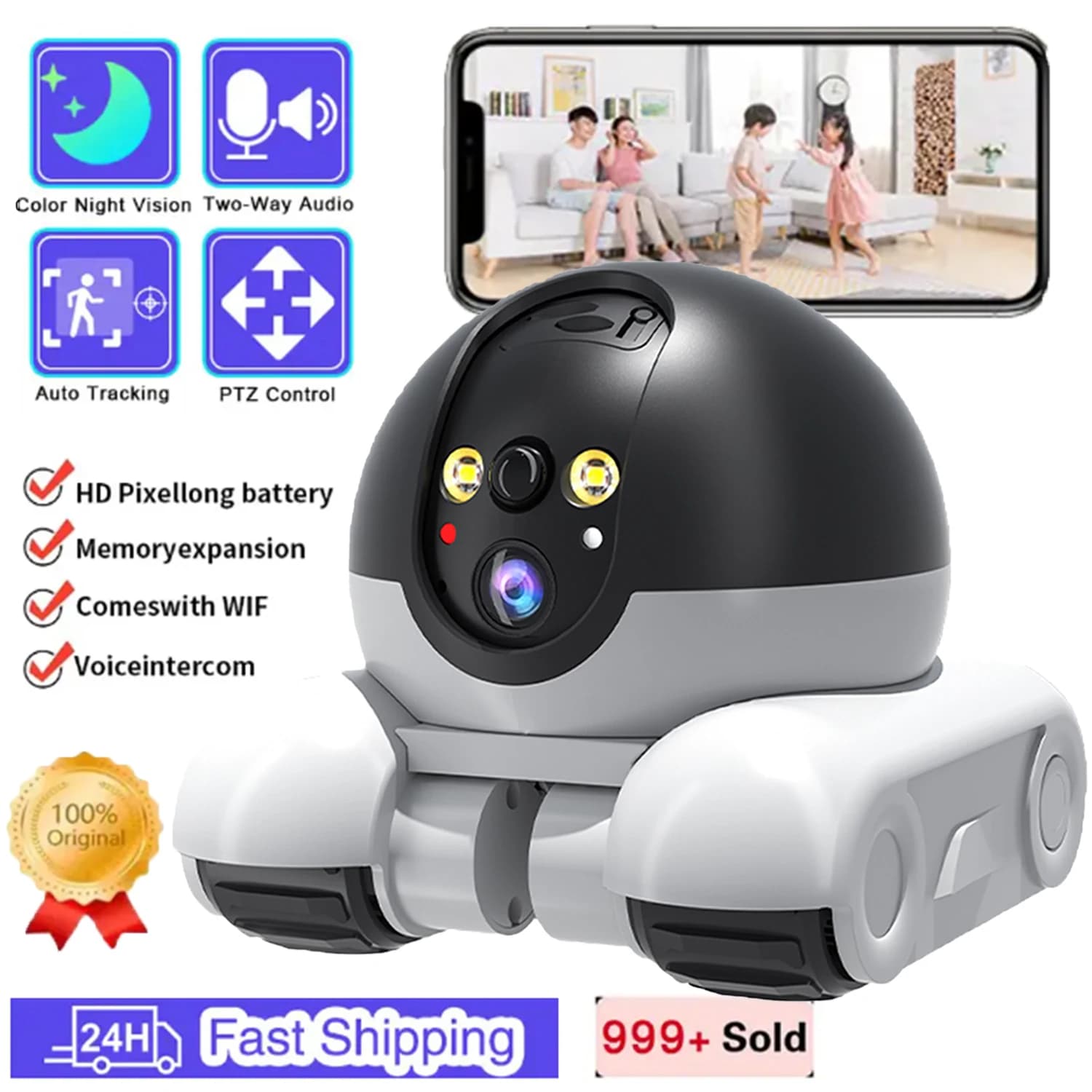 ICSEE WiFi Camera Owl Shape 2K 5MP Smart Home Mini Indoor Baby Moniton Detection Night Vision Two Way Audio Surveillance Cameras