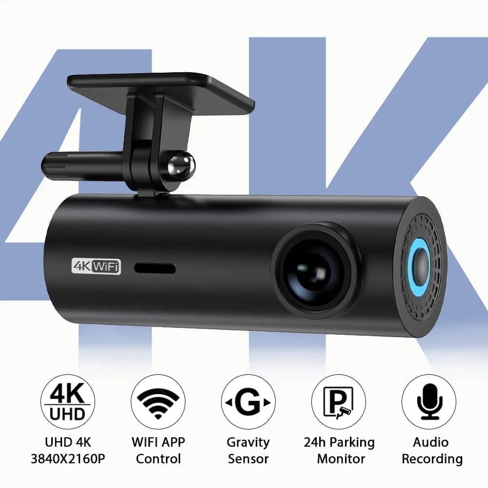 4K Ultra HD Car DVR Dash Cam with WiFi App Control Night Vision Gravity Sensor 24h Parking Monitor Black Box Video Recorder