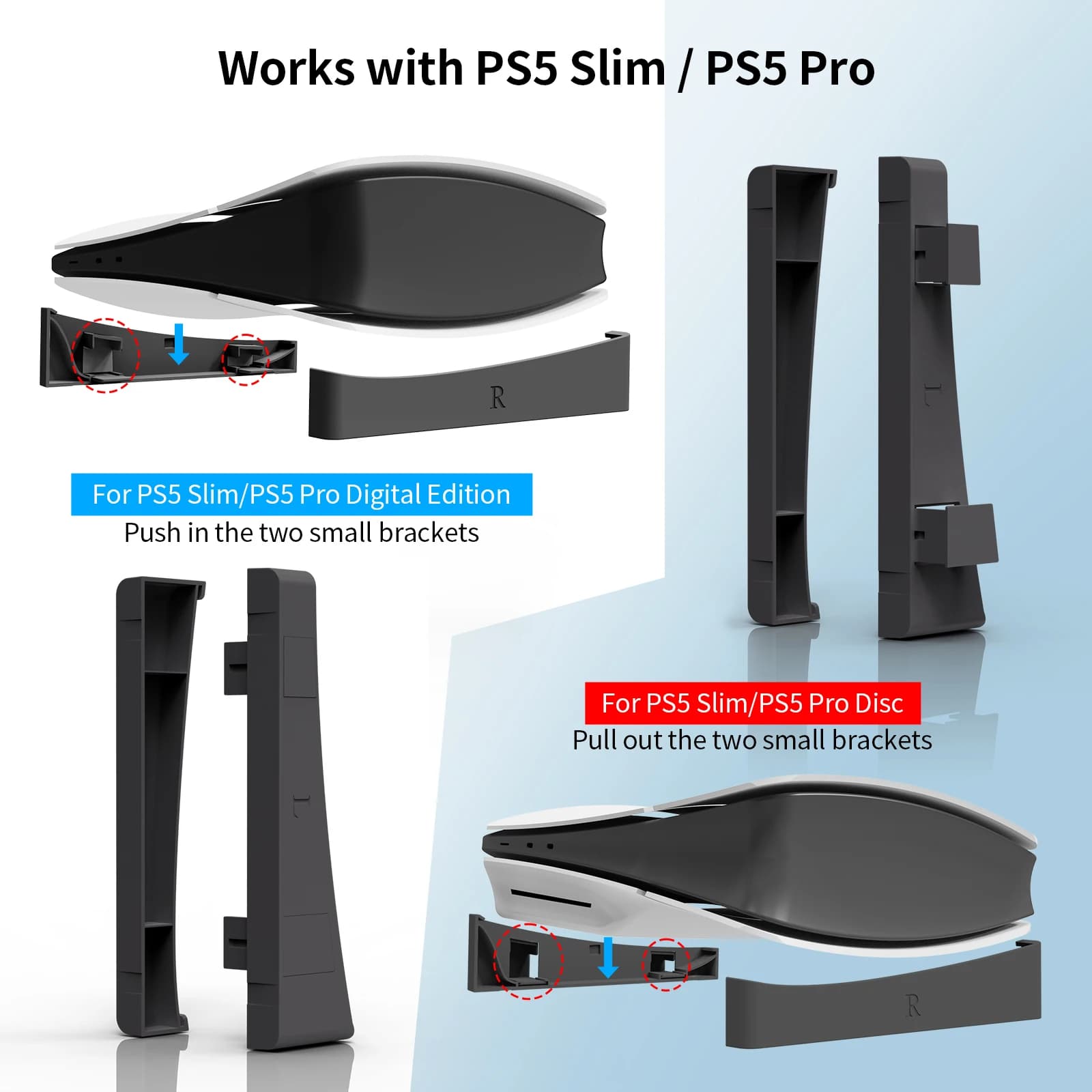 Per Sony PS5 Slim / Pro Console Playstation Play Station Supporto da gioco orizzontale Supporto base Supporto Kit di accessori da gioco Culla