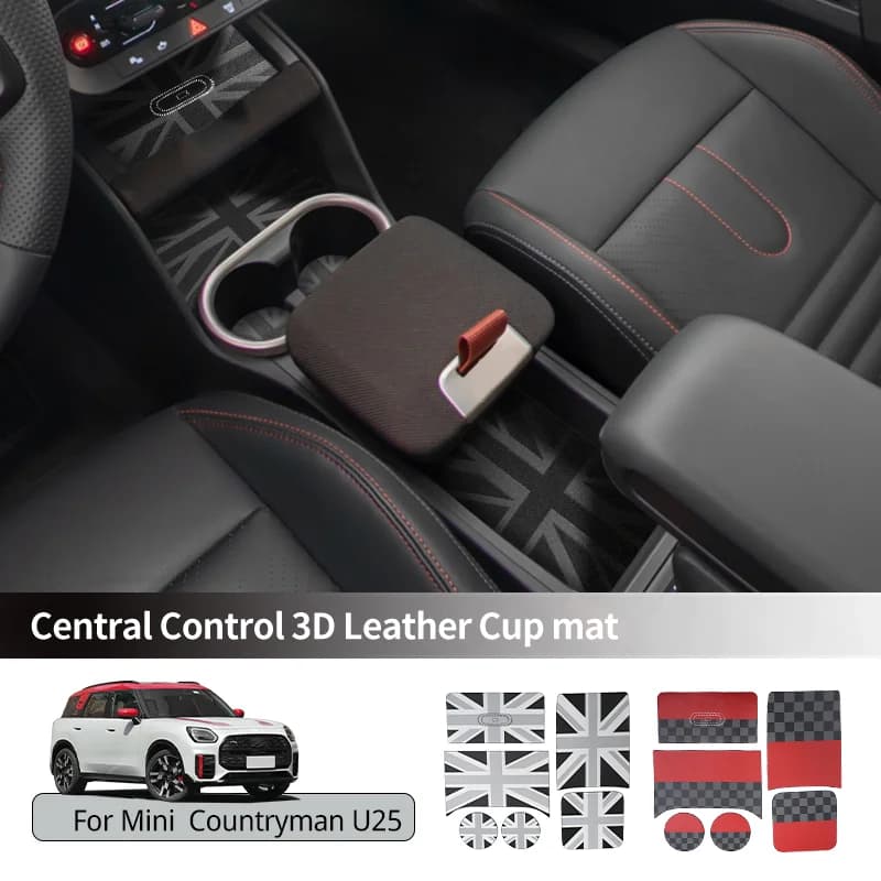 For Mini Countryman U25 2024 2025 PU Leather Car Door Groove Zerbino Slot Glasses Pad Anti-slip Decoration Cover Car Accessories