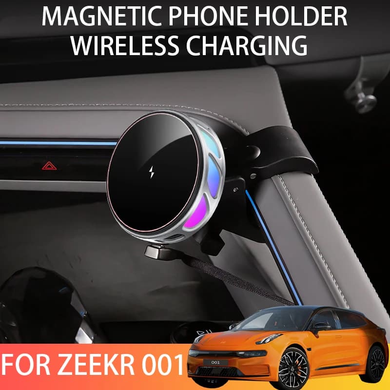 2026 ZEEKR 001 phone holder Wireless charging mobile magnetic mobile phone Orange gravity water cup holder 2025 car accessories
