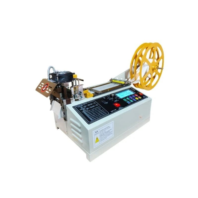 Macchina da taglio a doppia nastro adesivo caldo e freddo con schermo LCD grande per cerniere in velcro e nastri, taglio di precisione piccolo.