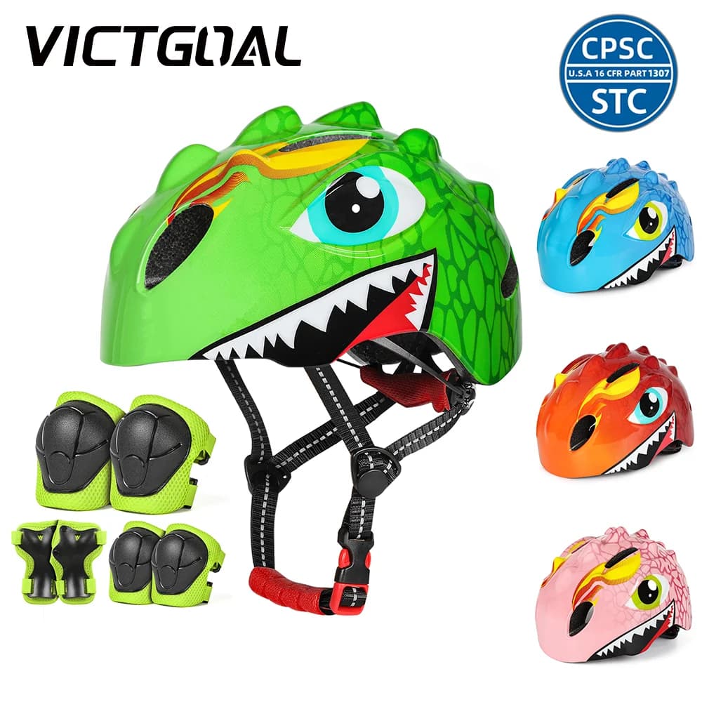 VICTGOAL Children's Bicycle Helmet Sports Safety Cycling Helmet for Kids Elbow Pad Set Balance Bike Wheel Skating Helmet Guard