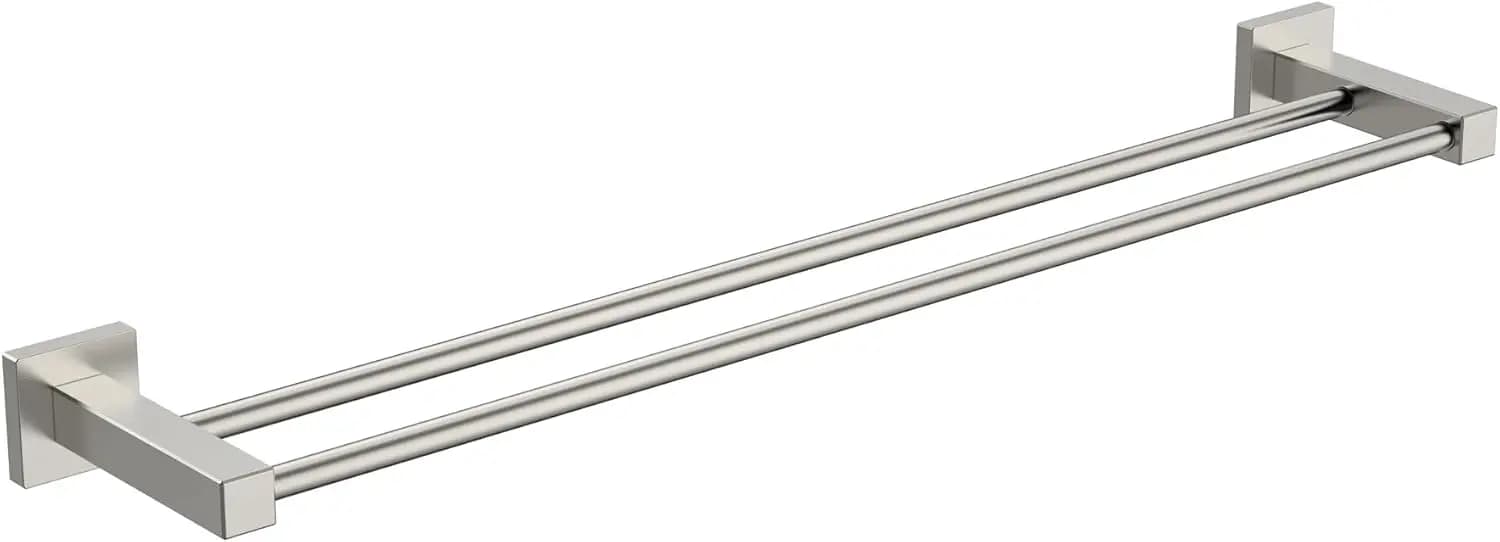 Portasciugamani Doppio da 24 Pollici, in Acciaio Inox SUS304 Resistente, Montaggio a Parete con Doppia Barra in Nickel Spazzolato