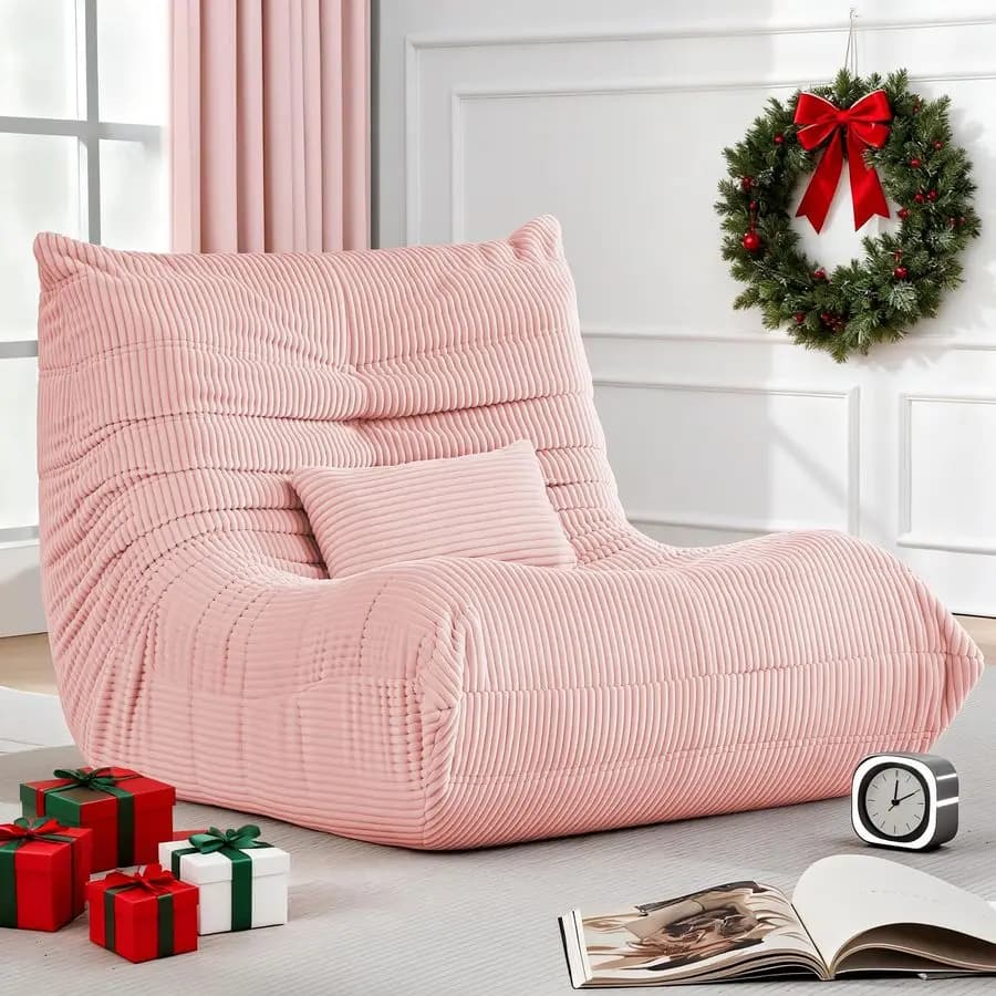 Sedia a sacco per adulti Sedie a sacco grandi con cuscino lombare, sedia oversize disossata in memory foam di velluto a coste con rimbalzo elevato, L
