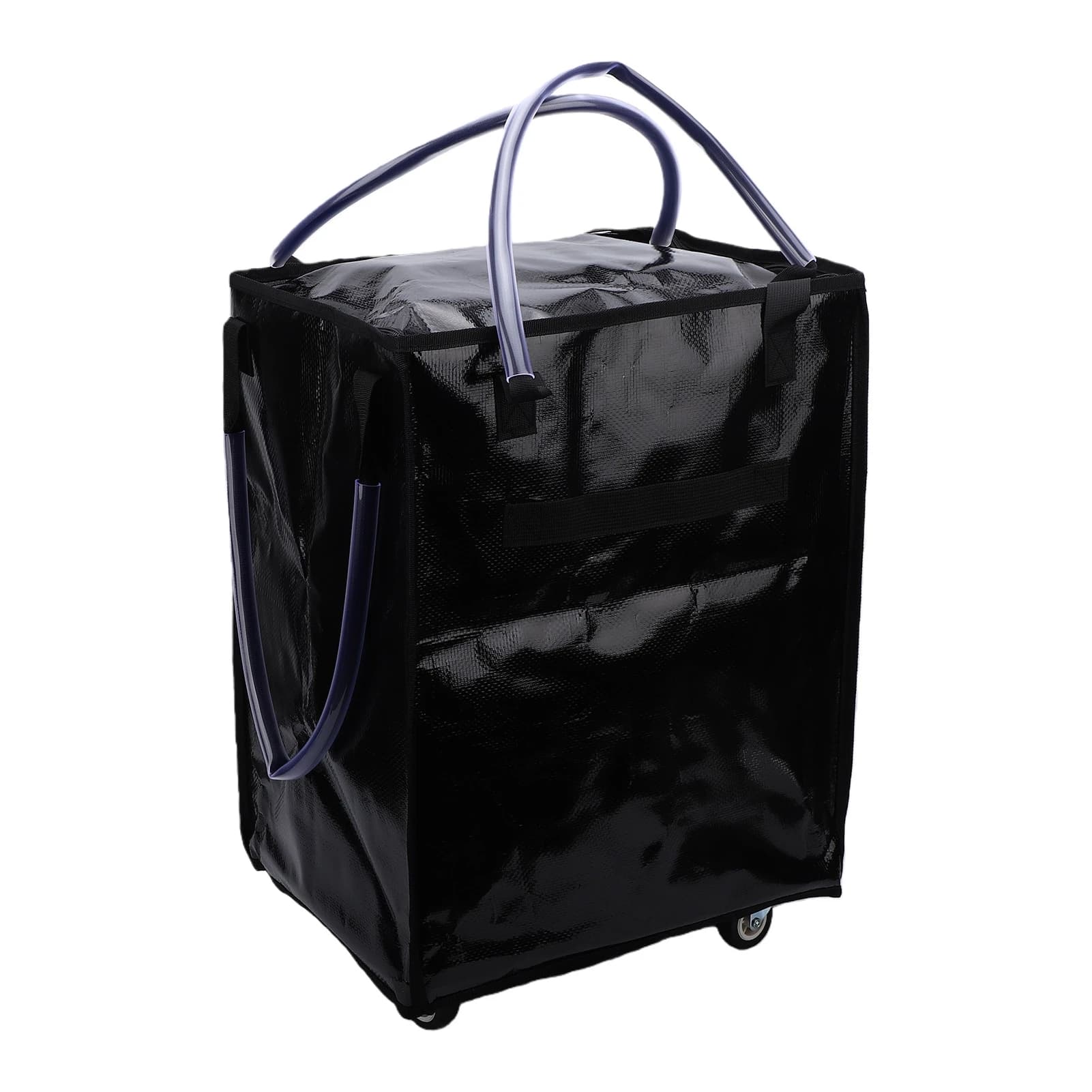 Large Rolling Shopping Bag Foldable Wheeled Tote Heavy Duty Wheels Zippered for Travel Laundry Holds 76lbs 4 Wheels 3 Handles