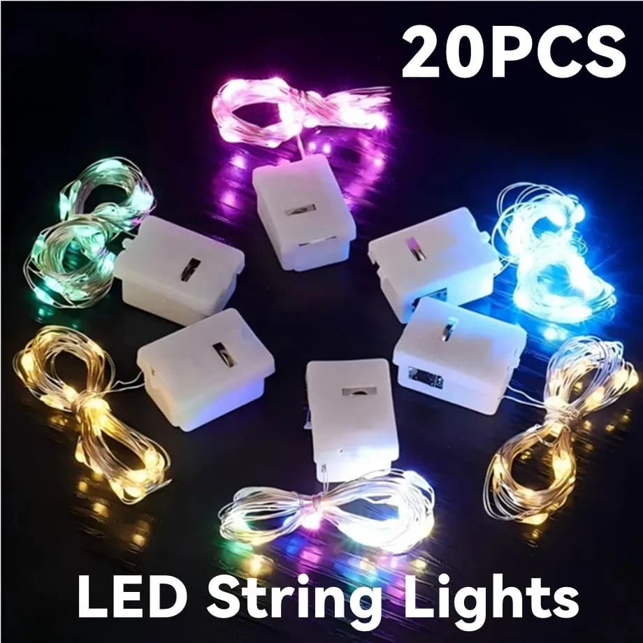 20 Pezzi All'ingrosso Luci a Stringa LED 3/2/1m con Filo in Rame Argentato, Ghirlanda Luminosa, Luci Fatate per Decorazioni Natalizie, Matrimoni, Feste e Stanze