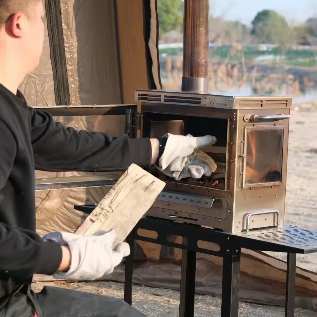Fornello da Campeggio Portatile Pieghevole in Acciaio Inossidabile con Funzione di Asciugatura, Accessorio per Tenda per Cucinare durante Tour ed Escursioni