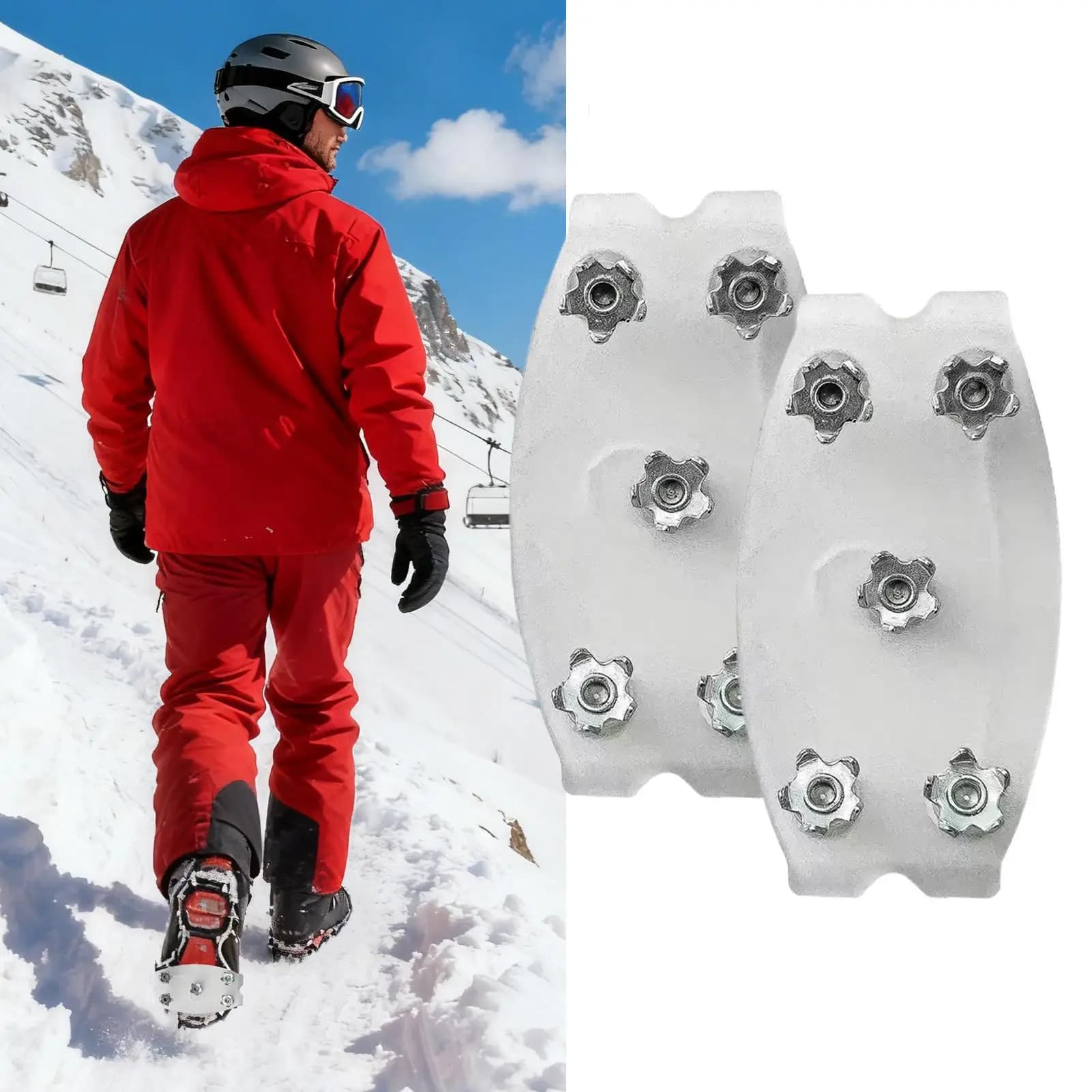 Ramponi Invernali Antiscivolo per Scarpe, Copriscarpe con Punte per Escursionismo, Arrampicata, Neve e Ghiaccio