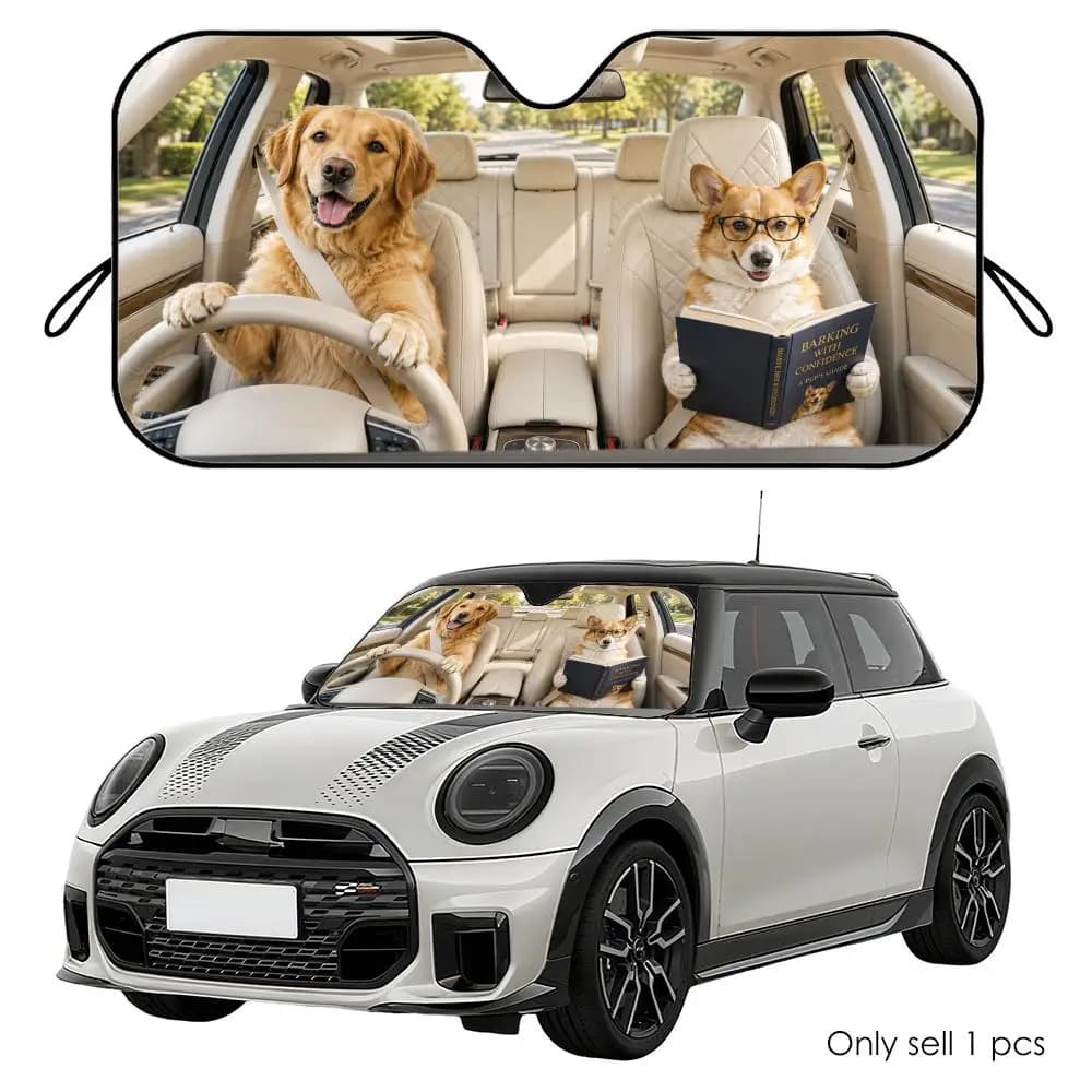 Parasole per Auto in Alluminio Riutilizzabile per Cani, Protezione UV e Isolamento Termico per Parabrezza