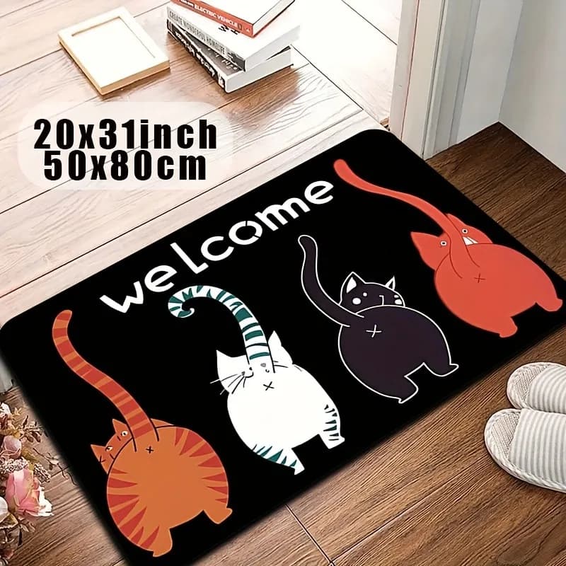 1PC Cute Cartoon gatti modello Tappetini per porte Tappeti da cucina antiscivolo Pop Tappeti per soggiorno Tappetino da bagno Tappeto per la casa Lavanderia Decor