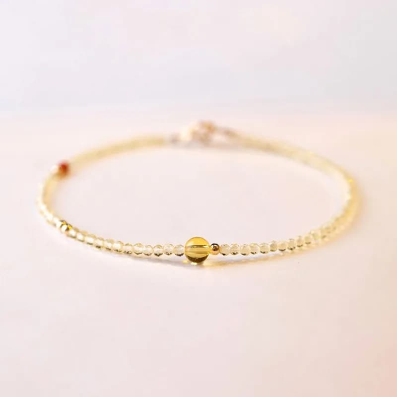 Piccole perle rotonde bracciali in cristallo giallo estremamente fine per donna design senso braccialetto trasparente gioielli in stile a strati